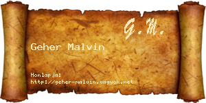 Geher Malvin névjegykártya